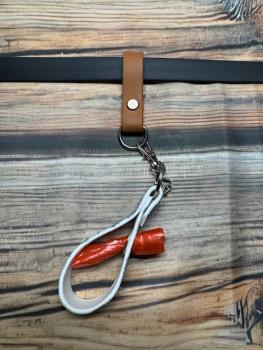 Preview: Schlaufe Hellbraun 16mm Edelstahl D-Ring 16mm