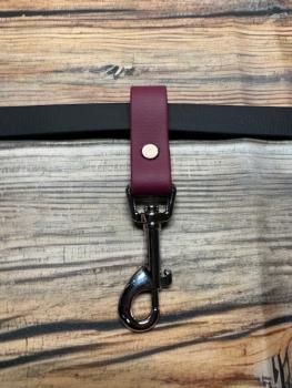 Preview: Schlaufe Weinrot 19mm vernickelter Stahl Bolzenkarabiner