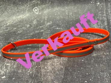 Führleine einfarbig , 13 mm , 130 cm , Biothane Neon Orange reflektierend , Hardware Silber