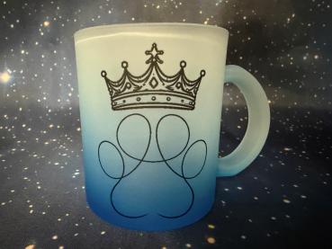 Trinktasse Glas blau mit Krone ( 325 ml )
