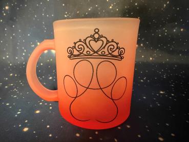 Trinktasse Glas rot mit Diadem ( 325 ml )