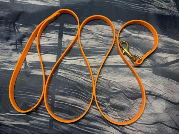 Führleine einfarbig , 13 mm , 150 cm , Biothane Peach, Hardware Messing