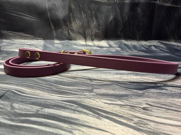 Führleine einfarbig , 13 mm , 100 cm , Biothane Aubergine , Hardware Messing