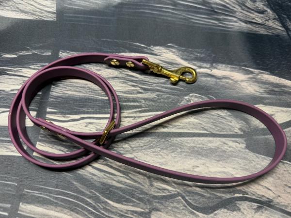 Führleine einfarbig , 13 mm , 100 cm , Biothane Aubergine , Hardware Messing
