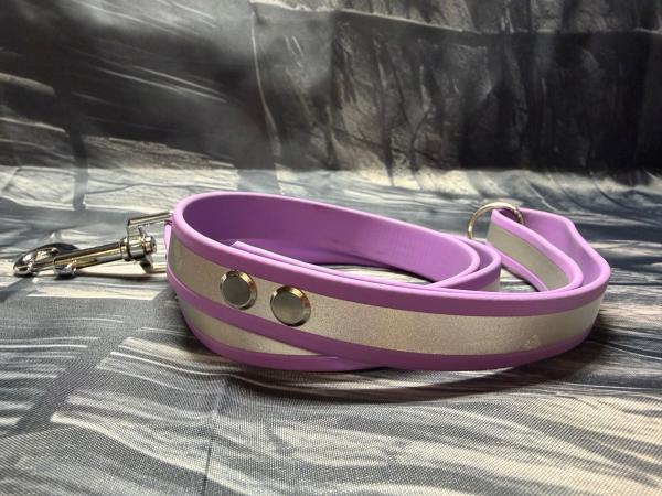 Führleine einfarbig , 19 mm , 100 cm , Biothane Amethyst Orchid reflektierend , Hardware Silber
