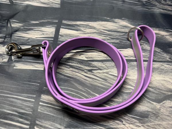 Führleine einfarbig , 19 mm , 100 cm , Biothane Amethyst Orchid reflektierend , Hardware Silber