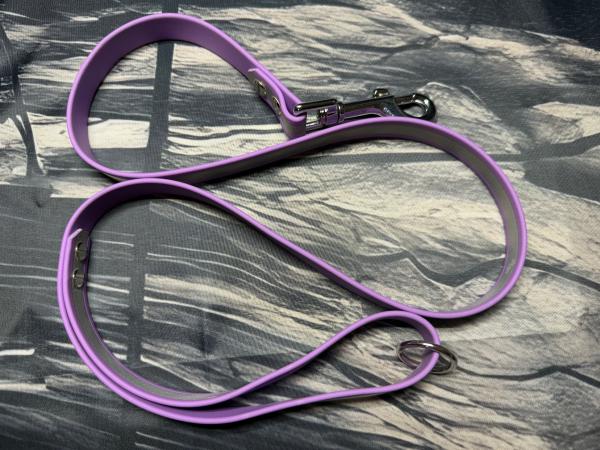 Führleine einfarbig , 19 mm , 100 cm , Biothane Amethyst Orchid reflektierend , Hardware Silber