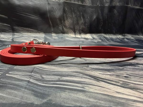 Führleine einfarbig , 13 mm , 200 cm , Biothane Crimson Red , Hardware Silber