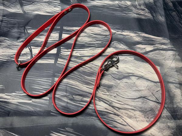 Führleine einfarbig , 13 mm , 200 cm , Biothane Crimson Red , Hardware Silber