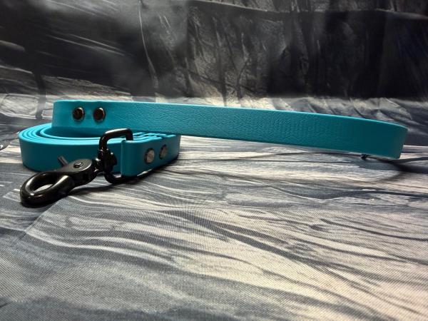 Führleine einfarbig , 19 mm , 200 cm , Biothane Lagune , Hardware Schwarz