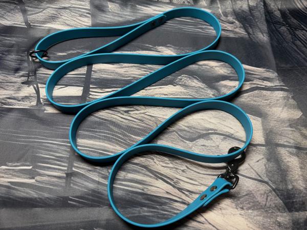 Führleine einfarbig , 19 mm , 200 cm , Biothane Lagune , Hardware Schwarz