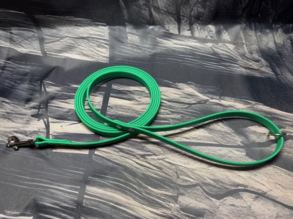 Führleine einfarbig , 13 mm , 200 cm , Biothane Emerald Green , Hardware Silber