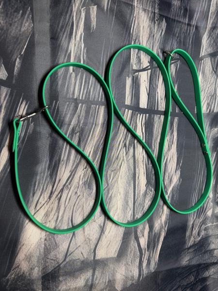 Führleine einfarbig , 13 mm , 200 cm , Biothane Emerald Green , Hardware Silber