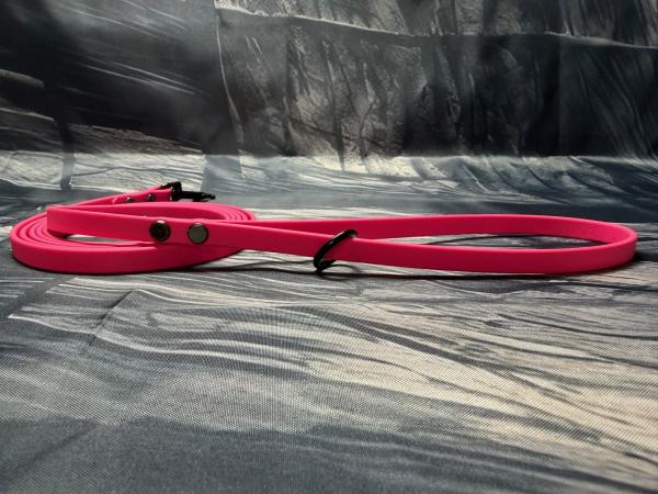 Führleine einfarbig , 9 mm , 200 cm , Biothane Passion Pink , Hardware schwarz