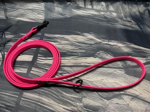 Führleine einfarbig , 9 mm , 200 cm , Biothane Passion Pink , Hardware schwarz