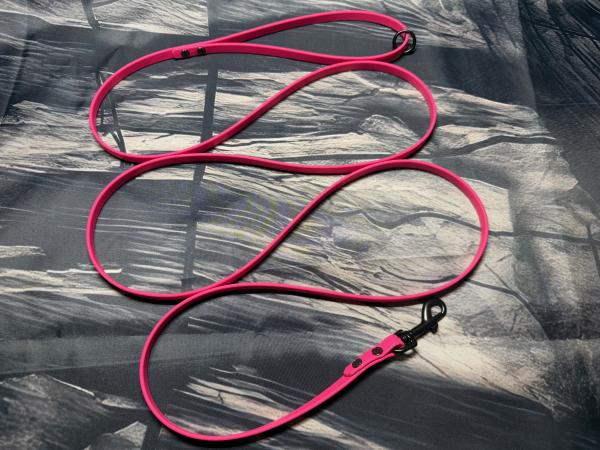 Führleine einfarbig , 9 mm , 200 cm , Biothane Passion Pink , Hardware schwarz