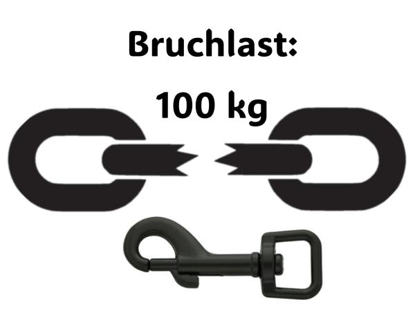 Führleine Zweifarbig , 13 mm , 200 cm , Biothane Schwarz und Sage Green , Hardware schwarz