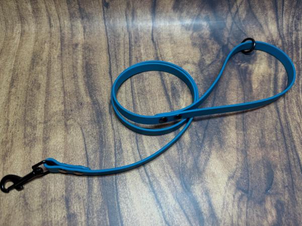 Führleine einfarbig , 13 mm , 100 cm , Biothane Lagune , Hardware Schwarz