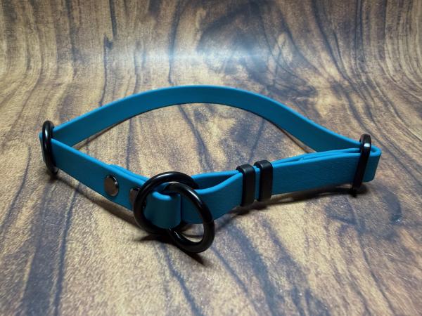Mitwachsendes Halsband , 16 mm , 40 - 52 cm , Biothane Lagune , Hardware Schwarz
