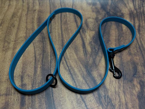 Führleine einfarbig , 13 mm , 100 cm , Biothane Lagune , Hardware Schwarz