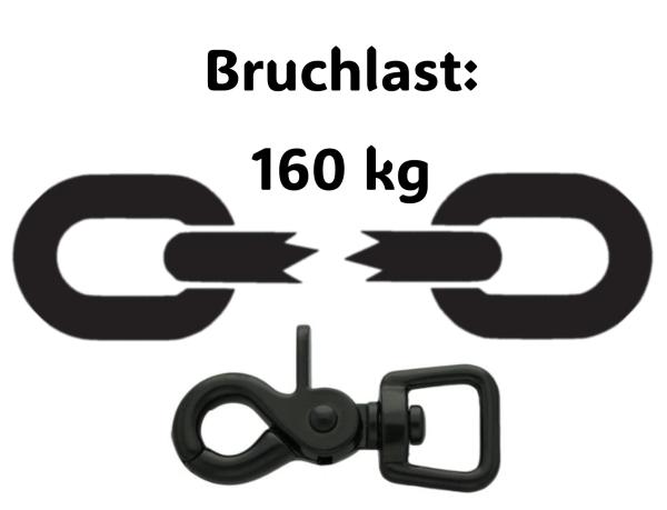 Führleine zweifarbig , 16 mm , 150 cm , Biothane Schwarz und Apple Green , Hardware Schwarz