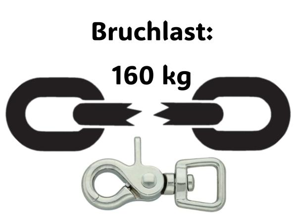 Führleine einfarbig , 16 mm , 130 cm , Biothane Schwarz reflektierend , Hardware Silber