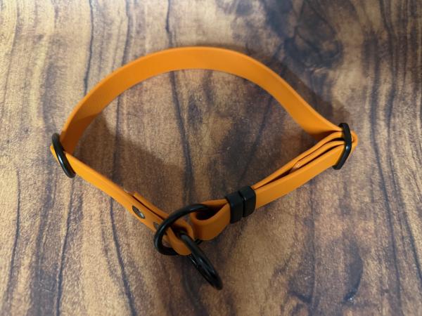 Mitwachsendes Halsband , 19 mm , 34 - 49 cm , Biothane Burnt Orange , Hardware Schwarz