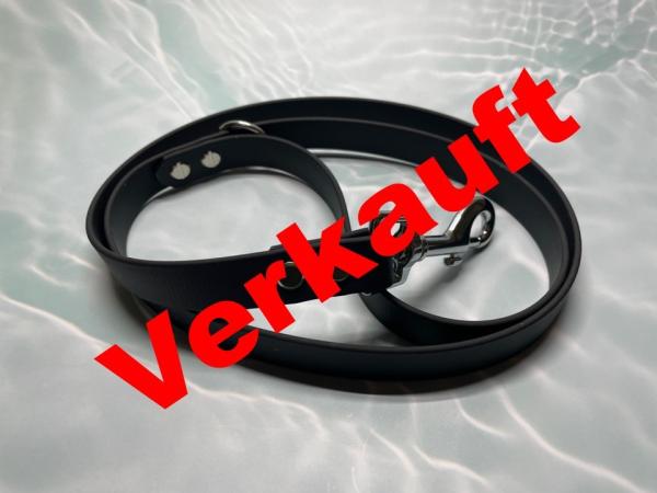 Führleine einfarbig , 19 mm , 100 cm , Biothane Schwarz , Hardware Silber