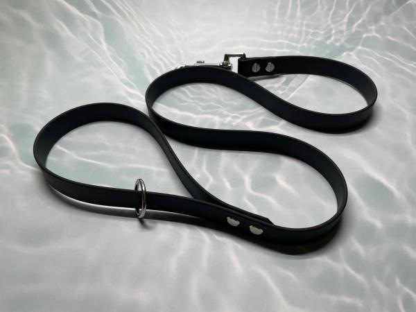 Führleine einfarbig , 19 mm , 100 cm , Biothane Schwarz , Hardware Silber