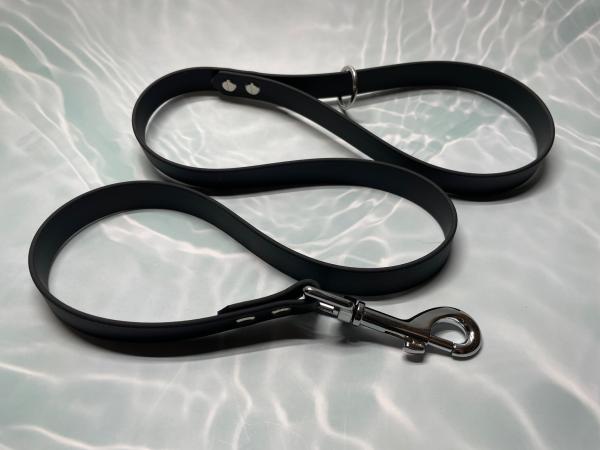 Führleine einfarbig , 19 mm , 100 cm , Biothane Schwarz , Hardware Silber