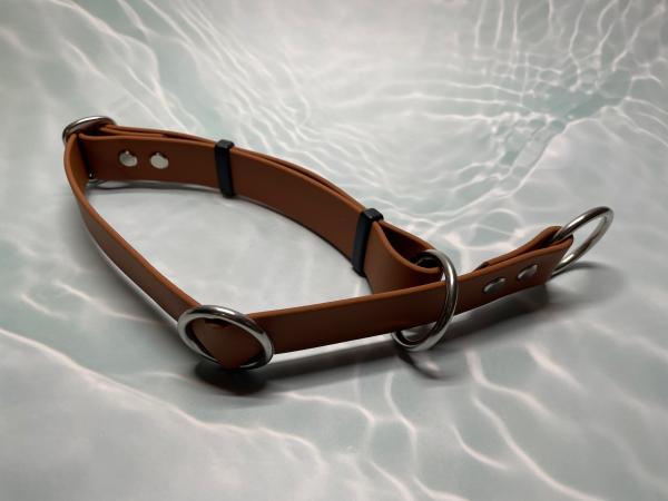 Mitwachsendes Halsband , 25 mm , 38 - 55 cm , Biothane Hellbraun , Hardware Silber