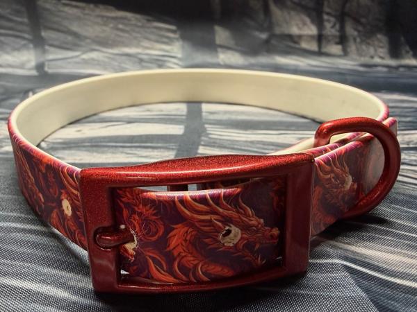 Schnallenhalsband , 19 mm , 40 - 48 cm , Biothane UV-Biothane Red Dragon , Hardware Galaxy Red