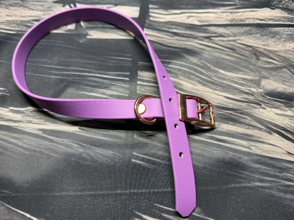 Schnallenhalsband , 16 mm , 36 - 44 cm , Biothane Amethyst Orchid , Hardware Roségold
