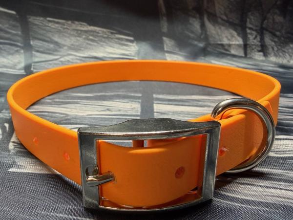 Schnallenhalsband , 19 mm , 44 - 52 cm , Biothane Peach , Hardware Silber