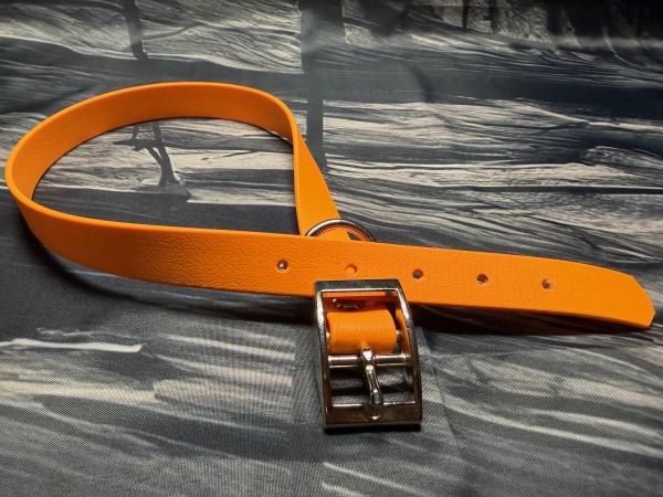 Schnallenhalsband , 19 mm , 44 - 52 cm , Biothane Peach , Hardware Silber