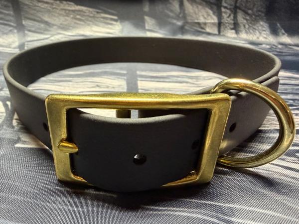 Schnallenhalsband , 25 mm , 44 - 52 cm Biothane Schwarz , Hardware Messing