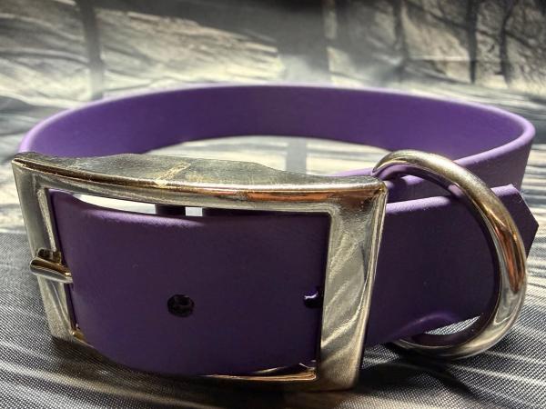 Schnallenhalsband , 25 mm , 40 - 48 cm Biothane Violet , Hardware Silber