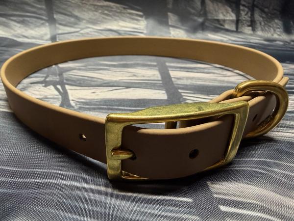 Schnallenhalsband , 19 mm , 48 - 56 cm , Biothane Coyote Brown , Hardware Messing