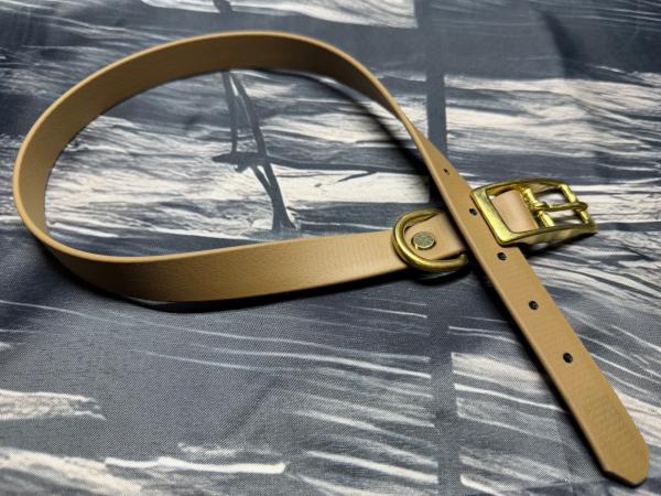 Schnallenhalsband , 19 mm , 48 - 56 cm , Biothane Coyote Brown , Hardware Messing