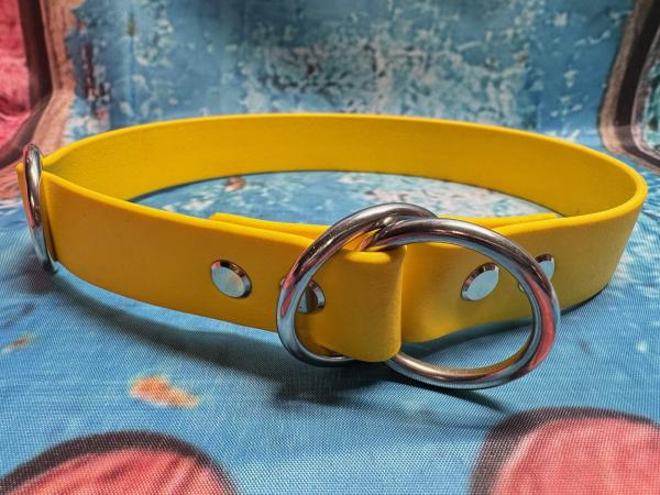 Zugstopphalsband einfach , 25 mm , 46 cm , Biothane Gelb , Hardware vernickelter Stahl silber