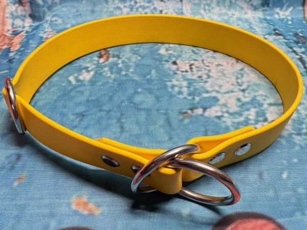 Zugstopphalsband einfach , 25 mm , 46 cm , Biothane Gelb , Hardware vernickelter Stahl silber