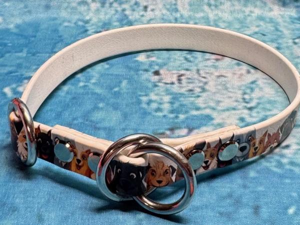 Zugstopphalsband einfach , 16 mm , 37 cm , Biothane UV Biothane Cartoon - Doggies , Hardware vernickelter Stahl silber