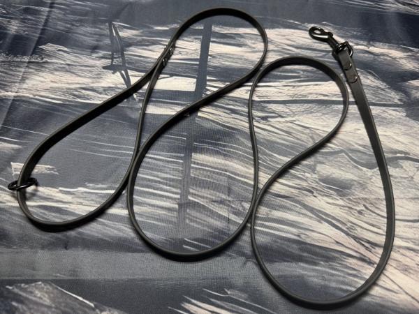 Führleine einfarbig , 9 mm , 150 cm , Biothane schwarz , Hardware schwarz