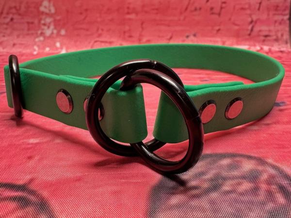 Zugstopphalsband einfach ; 19 mm ; 40 cm ; Biothane Emerald Grün ; Hardware Schwarz