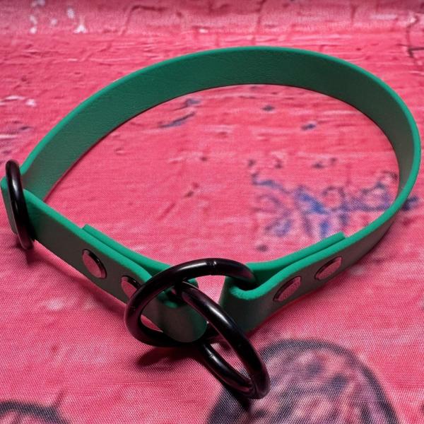 Zugstopphalsband einfach ; 19 mm ; 40 cm ; Biothane Emerald Grün ; Hardware Schwarz