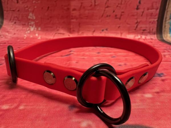 Zugstopphalsband einfach ; 16 mm ; 40 cm ; Biothane Rot ; Hardware Schwarz