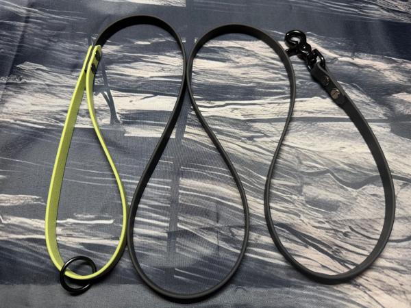 Führleine Zweifarbig , 13 mm , 150 cm , Biothane Schwarz und Holy Guacamole, Hardware schwarz