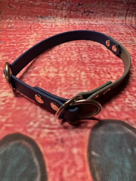 Zugstopphalsband zweifarbig , 16 mm , 39 cm , Biothane Navy Blau - Dunkelgrau , Hardware vernickelter Stahl silber