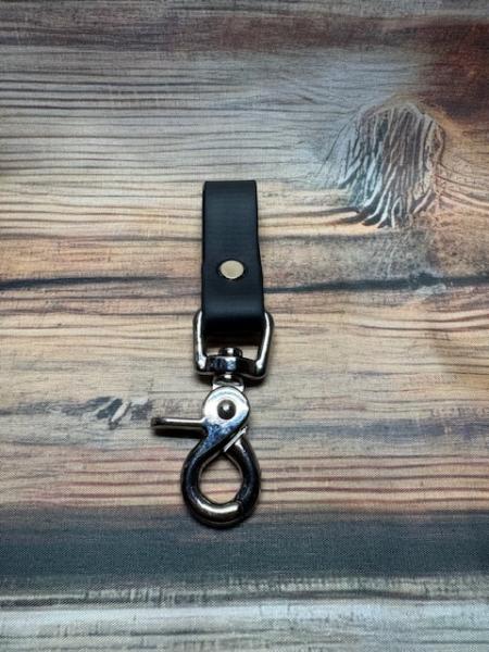 Schlaufe Schwarz 19mm vernickelter Stahl Silber Scherenkarabiner