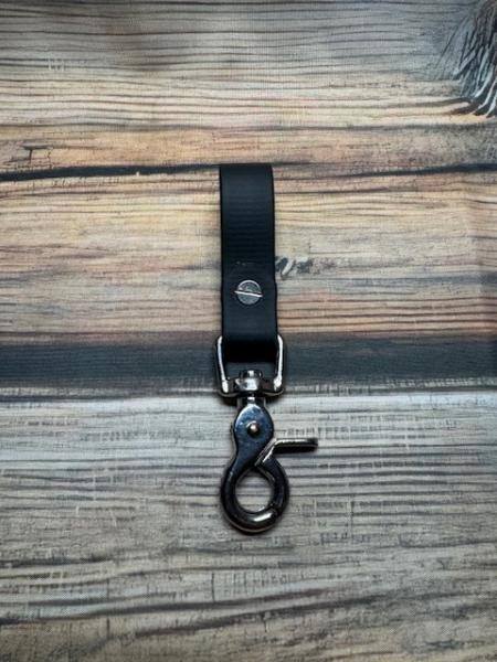 Schlaufe Schwarz 19mm vernickelter Stahl Silber Scherenkarabiner groß